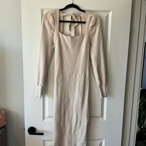 House of Harlow Women's Cream Sweater Bow Tie Dress